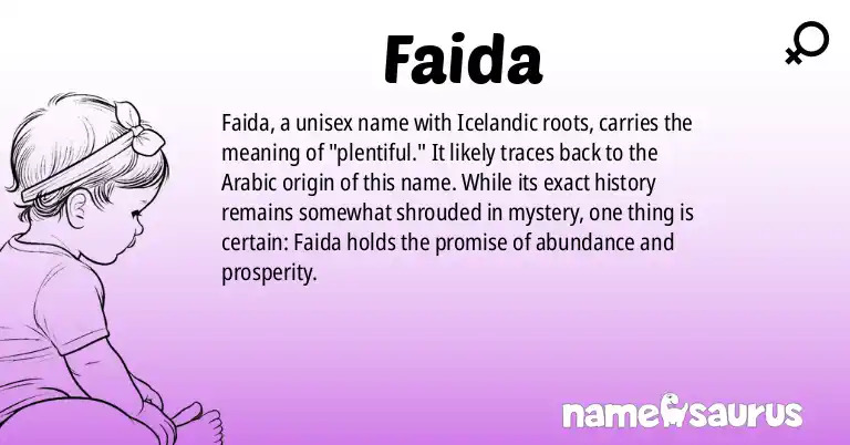 Infographic about Faida name meaning, Faida is a name from Icelandic origin(s).