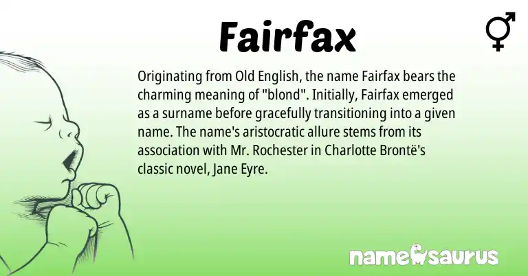 Infographic about Fairfax name meaning, Fairfax is a name from Old English origin(s).
