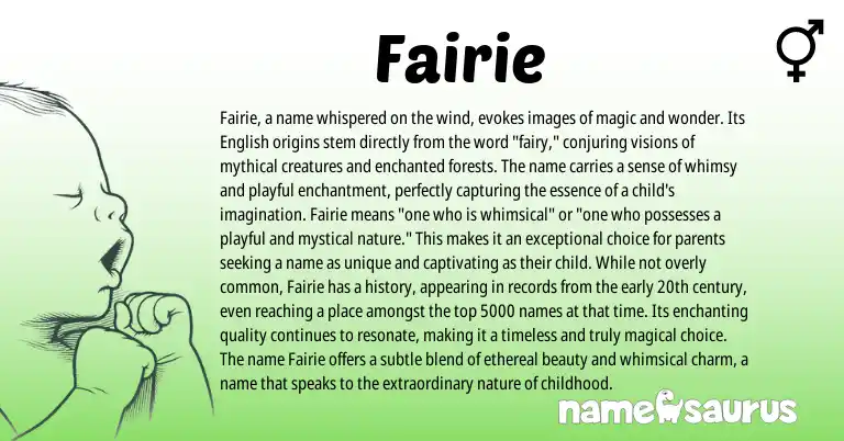 Infographic about Fairie name meaning, Fairie is a name from Other origin(s).