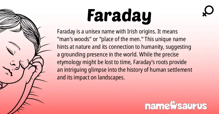 Infographic about Faraday name meaning, Faraday is a name from Irish origin(s).