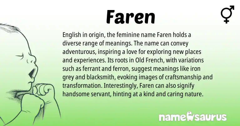 Infographic about Faren name meaning, Faren is a name from English, Old French origin(s).