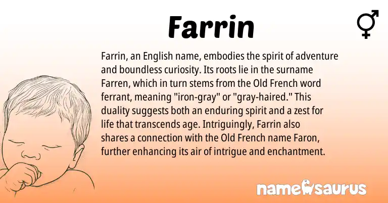 Infographic about Farrin name meaning, Farrin is a name from English, Old French origin(s).