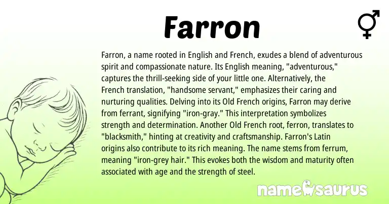 Infographic about Farron name meaning, Farron is a name from English, French, Latin, Old French origin(s).