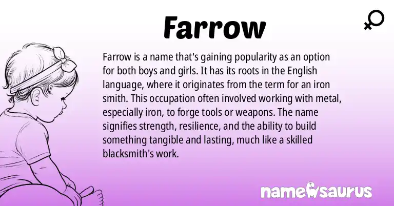 Infographic about Farrow name meaning, Farrow is a name from English origin(s).