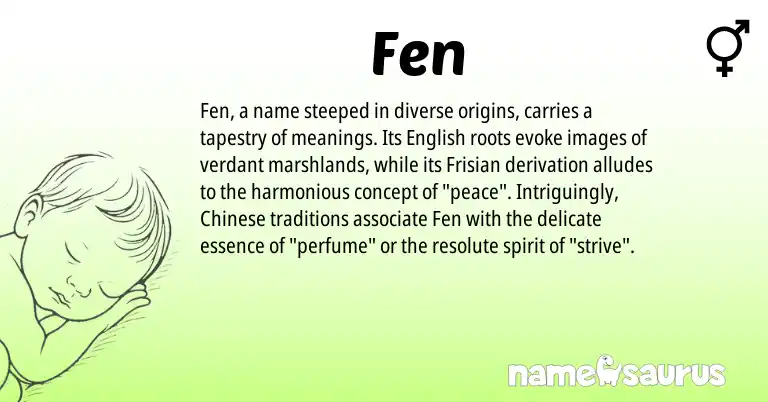 Infographic about Fen name meaning, Fen is a name from Frisian, English, Chinese origin(s).