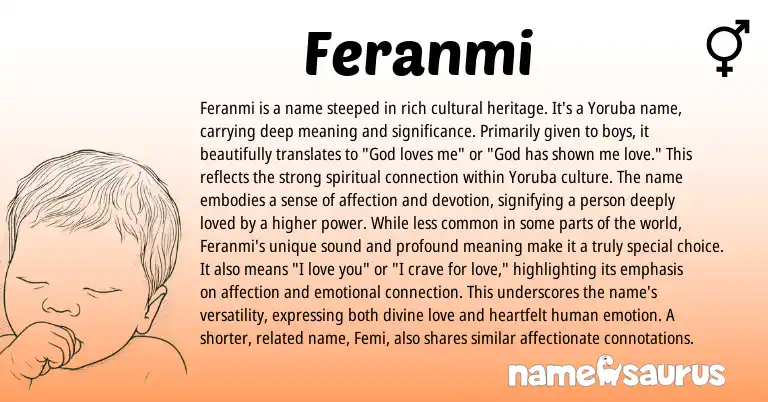 Infographic about Feranmi name meaning, Feranmi is a name from Yoruba origin(s).