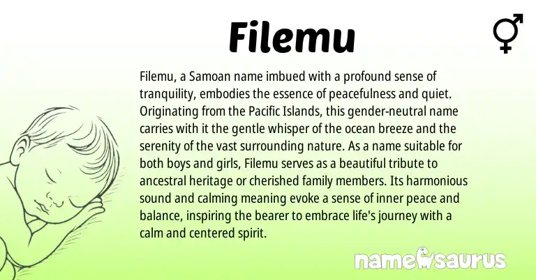 Infographic about Filemu name meaning, Filemu is a name from Samoan origin(s).