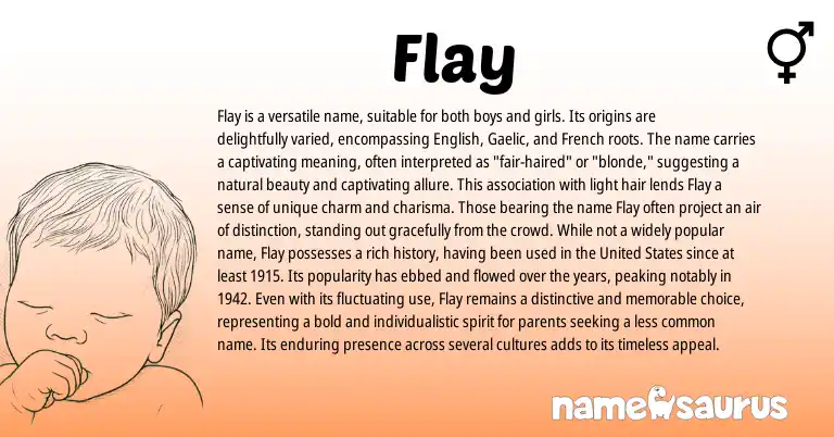Infographic about Flay name meaning, Flay is a name from French, Gaelic, English origin(s).