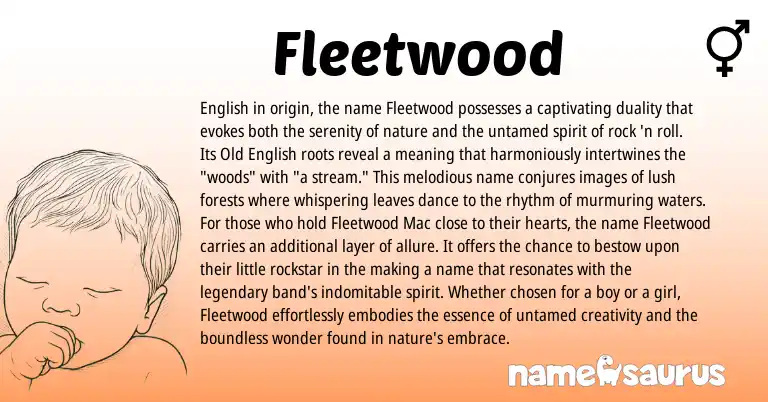 Infographic about Fleetwood name meaning, Fleetwood is a name from Old English, English origin(s).