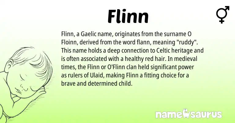 Infographic about Flinn name meaning, Flinn is a name from Gaelic, Celtic origin(s).