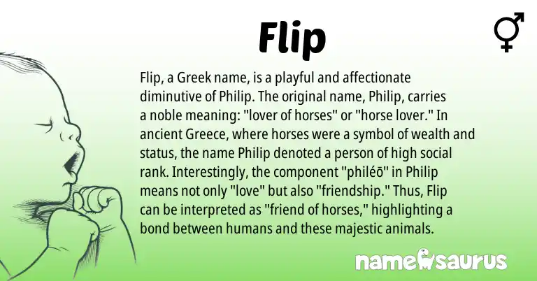 Infographic about Flip name meaning, Flip is a name from Greece, Greek origin(s).