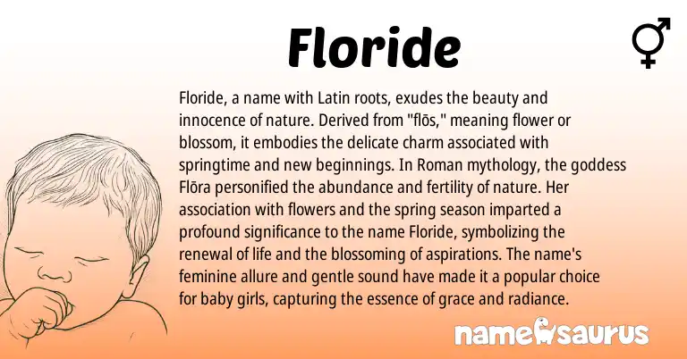Infographic about Floride name meaning, Floride is a name from Roman, Latin origin(s).