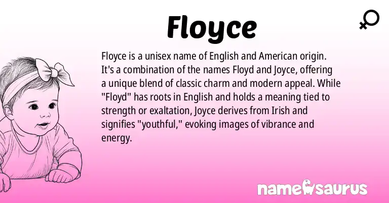 Infographic about Floyce name meaning, Floyce is a name from English, American origin(s).