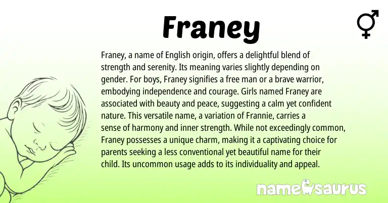 Infographic about Franey name meaning, Franey is a name from English origin(s).