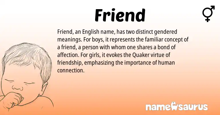 Infographic about Friend name meaning, Friend is a name from English origin(s).