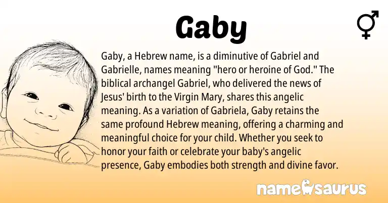 Infographic about Gaby name meaning, Gaby is a name from Hebrew origin(s).