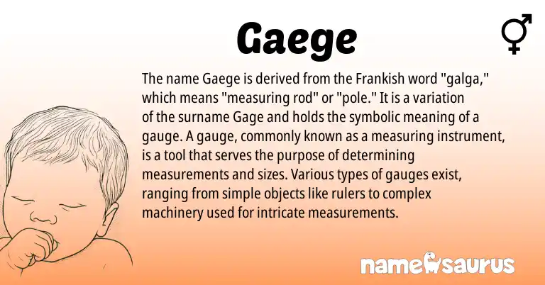 Infographic about Gaege name meaning, Gaege is a name from Frankish origin(s).