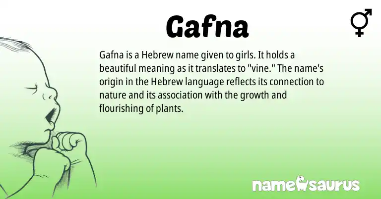 Infographic about Gafna name meaning, Gafna is a name from Hebrew origin(s).