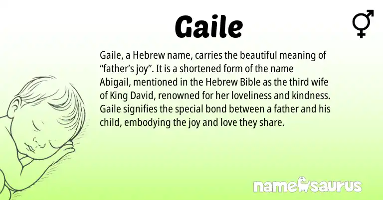 Infographic about Gaile name meaning, Gaile is a name from Hebrew origin(s).