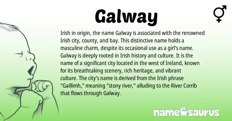 Infographic about Galway name meaning, Galway is a name from Irish, Ireland origin(s).