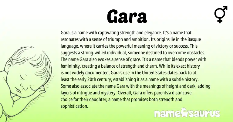 Infographic about Gara name meaning, Gara is a name from Scottish, Basque origin(s).