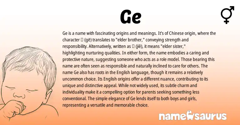 Infographic about Ge name meaning, Ge is a name from Chinese origin(s).