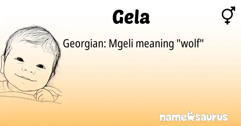 Infographic about Gela name meaning, Gela is a name from Georgian origin(s).