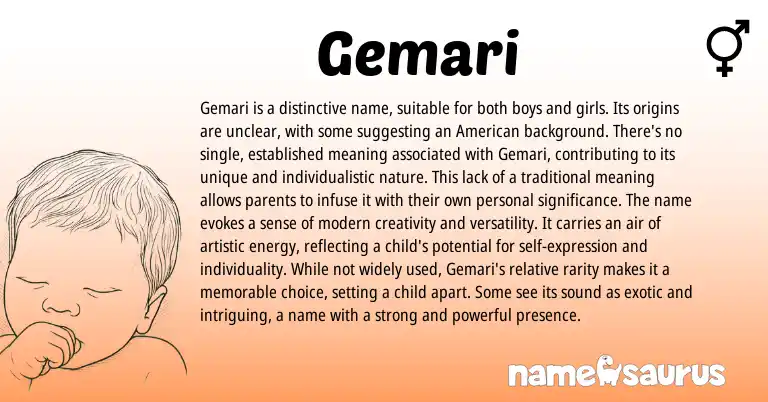 Infographic about Gemari name meaning, Gemari is a name from Other origin(s).