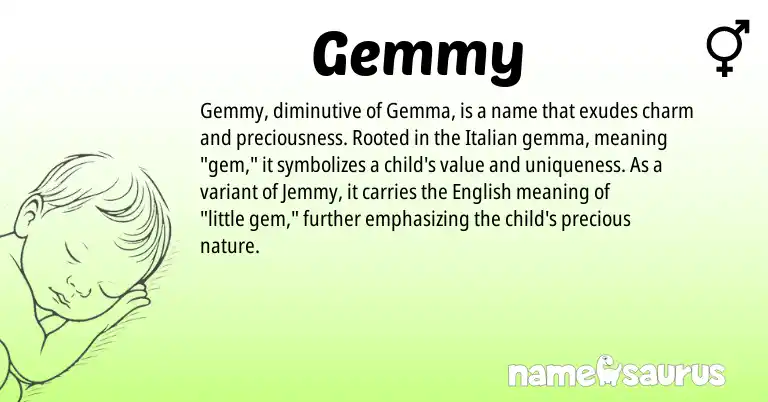 Infographic about Gemmy name meaning, Gemmy is a name from English, Italian origin(s).