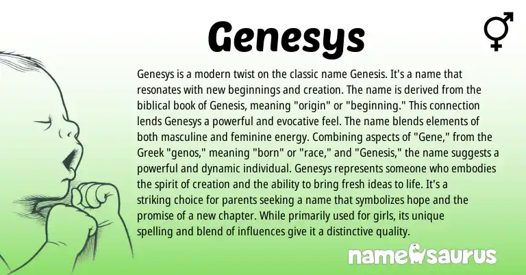 Infographic about Genesys name meaning, Genesys is a name from Greek origin(s).