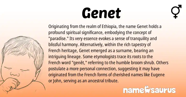 Infographic about Genet name meaning, Genet is a name from French, Ethiopia origin(s).