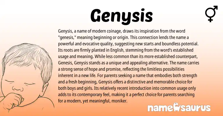 Infographic about Genysis name meaning, Genysis is a name from Hebrew origin(s).