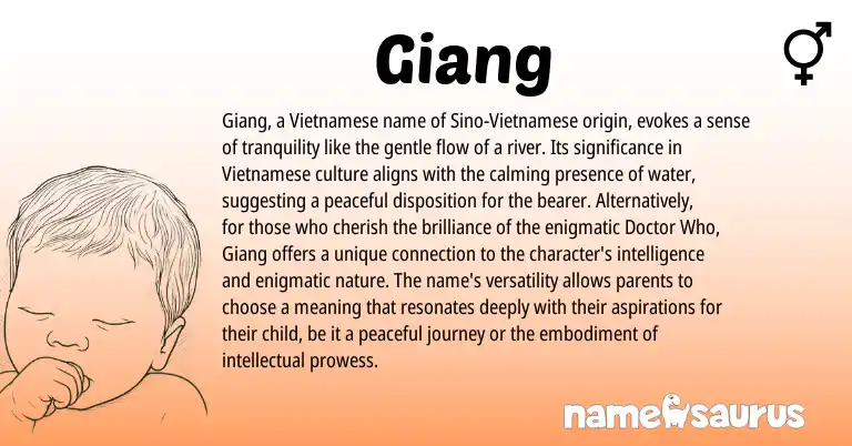 Infographic about Giang name meaning, Giang is a name from Vietnamese origin(s).