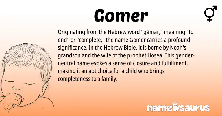 Infographic about Gomer name meaning, Gomer is a name from Hebrew origin(s).