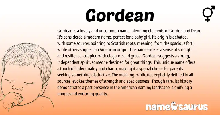 Infographic about Gordean name meaning, Gordean is a name from Scottish origin(s).