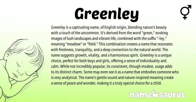 Infographic about Greenley name meaning, Greenley is a name from British, English origin(s).