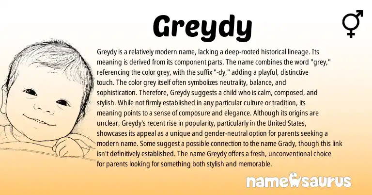 Infographic about Greydy name meaning, Greydy is a name from English origin(s).