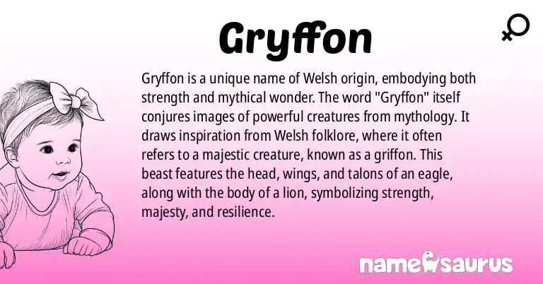 Infographic about Gryffon name meaning, Gryffon is a name from Welsh origin(s).