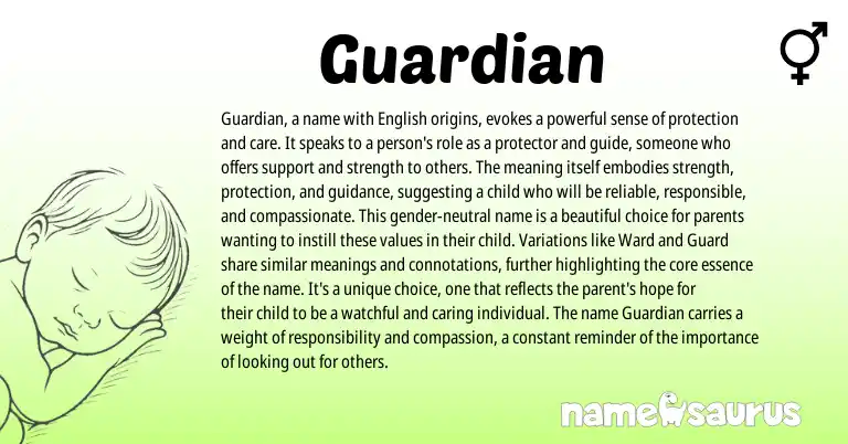 Infographic about Guardian name meaning, Guardian is a name from English origin(s).