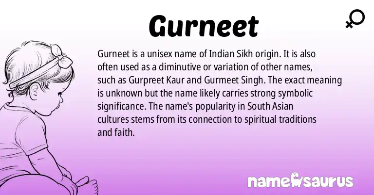 Infographic about Gurneet name meaning, Gurneet is a name from Indian (Sikh) origin(s).
