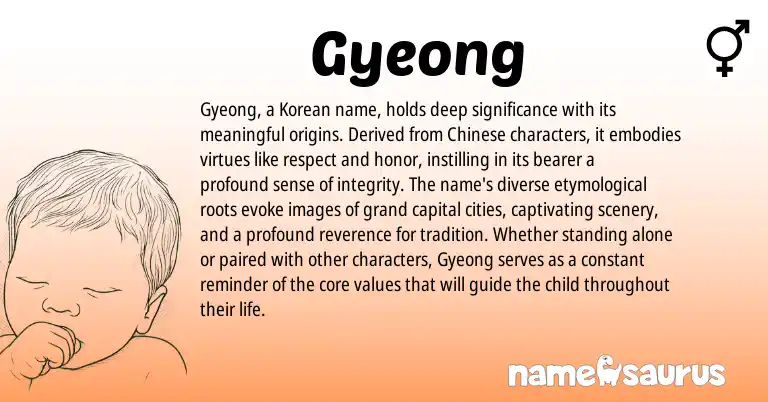 Infographic about Gyeong name meaning, Gyeong is a name from Chinese, Korean origin(s).