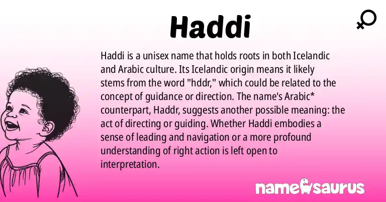Infographic about Haddi name meaning, Haddi is a name from Icelandic, Arabic origin(s).