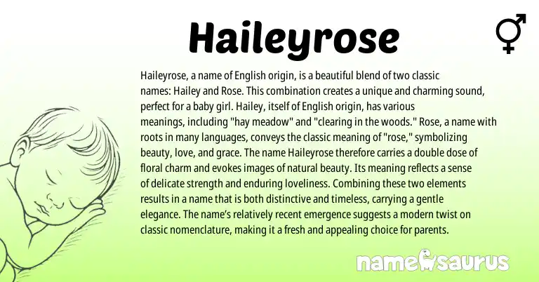 Infographic about Haileyrose name meaning, Haileyrose is a name from English origin(s).