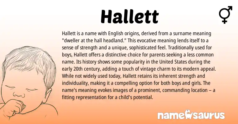 Infographic about Hallett name meaning, Hallett is a name from English origin(s).
