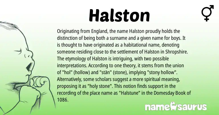 Infographic about Halston name meaning, Halston is a name from England origin(s).