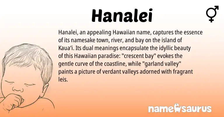 Infographic about Hanalei name meaning, Hanalei is a name from Hawaiian origin(s).