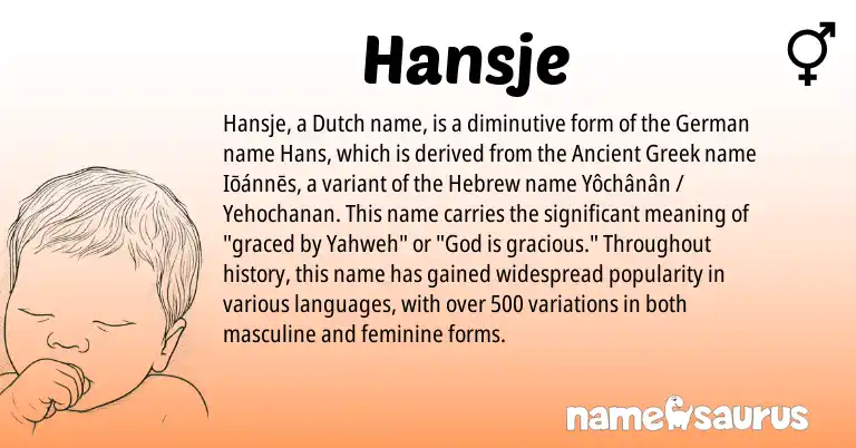 Infographic about Hansje name meaning, Hansje is a name from German, Dutch, Hebrew, Ancient Greek origin(s).
