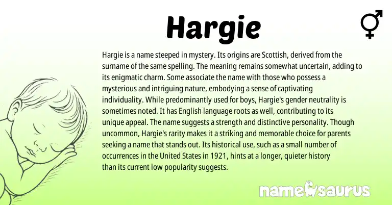 Infographic about Hargie name meaning, Hargie is a name from Other origin(s).