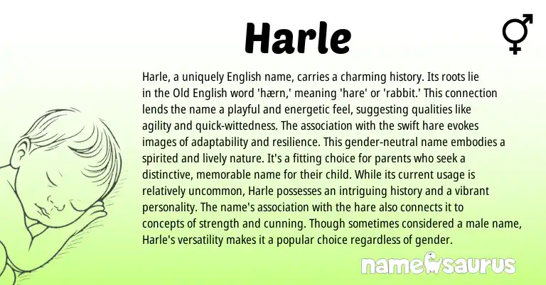 Infographic about Harle name meaning, Harle is a name from English origin(s).
