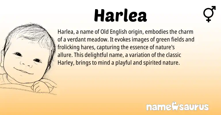 Infographic about Harlea name meaning, Harlea is a name from Old English origin(s).